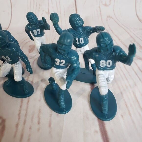 2002 Kaskey Lot of 10 Teal Green & White Mini Football Players Figures Toyes - Picture 2 of 8